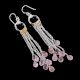 Silver Plated Brass Drop Dangle Earrings with Natural Rose Quartz Gemstone Gift Jewelry